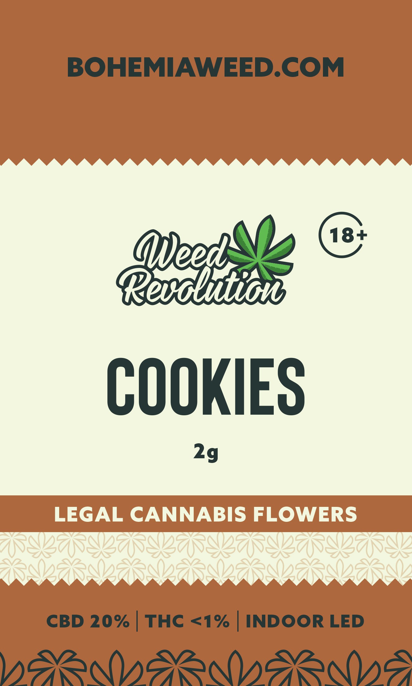 WEED REVOLUTION COOKIES INDOOR LED CBD 10% a THC 0,2% 5g 