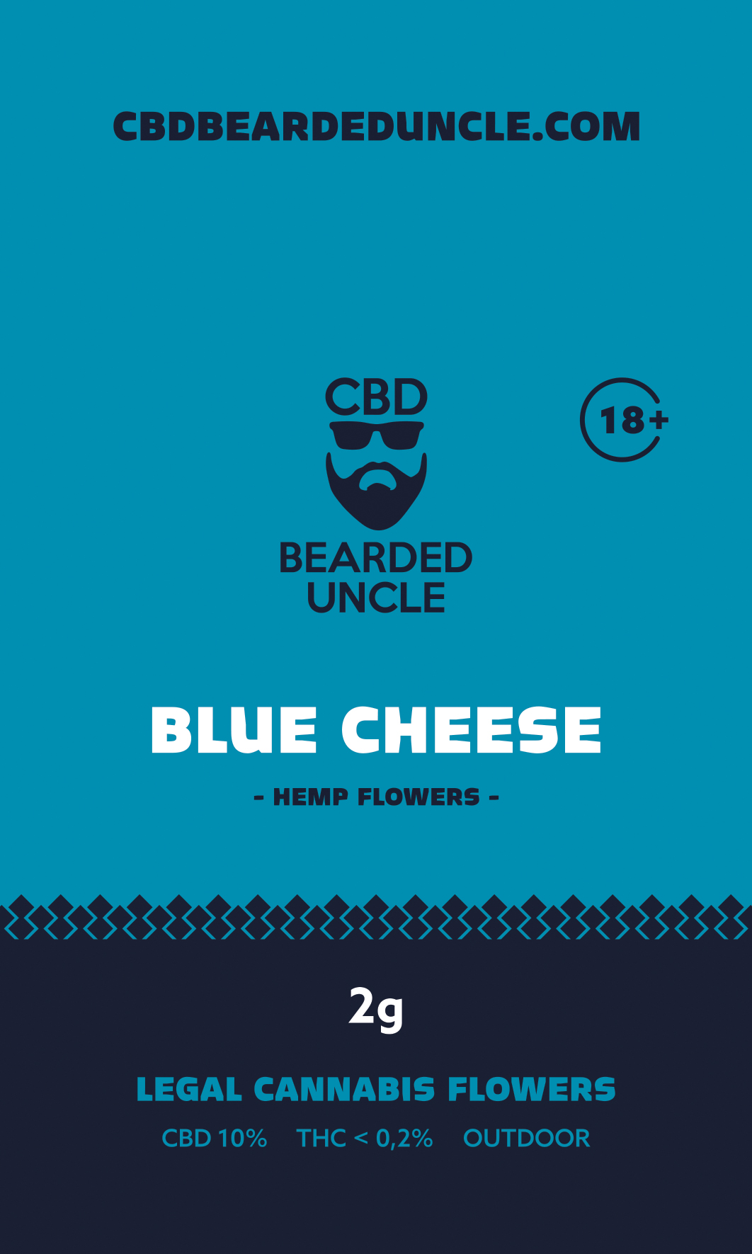 BEARDED UNCLE BLUE CHEESE OUTDOOR CBD 10% a THC 0,2% 2g