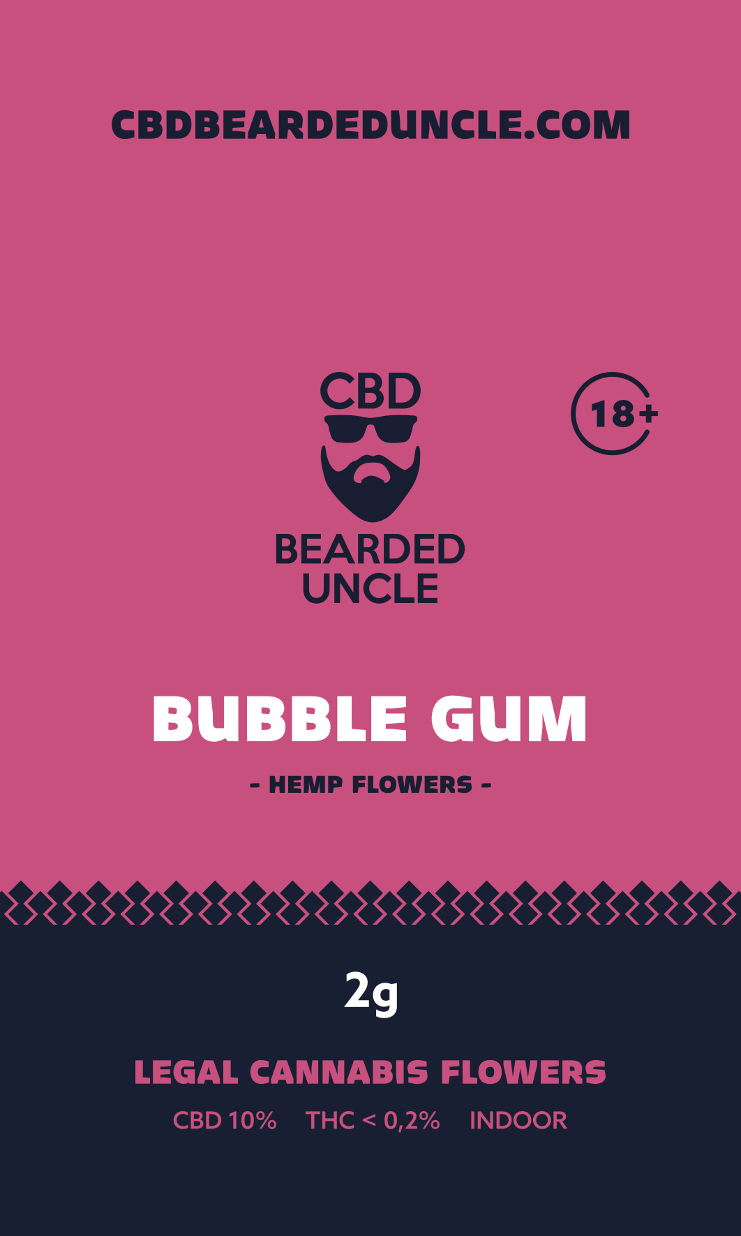 BEARDED UNCLE BUBBLE GUM INDOOR CBD 10% a THC 0,2% 2g