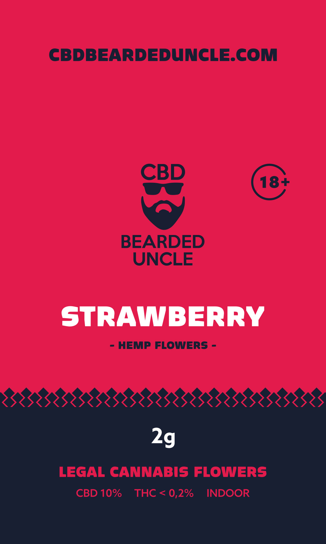 BEARDED UNCLE STRAWBERRY INDOOR CBD 10% a THC 0,2% 2g