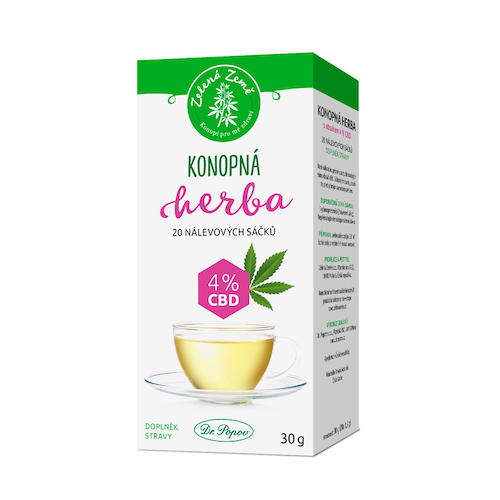 CBD čaj porcovaný 4% CBD 20 sáčkov Zelená Země