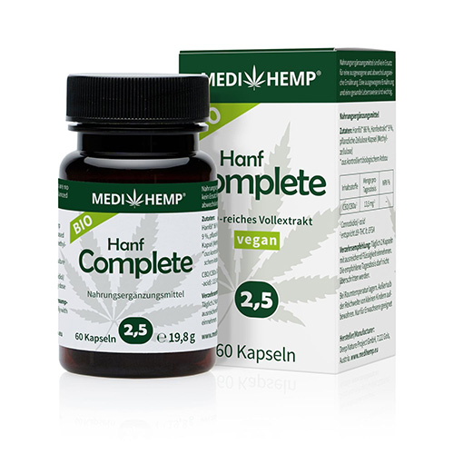 CBD Complete 2,5% olej v kapsuliach 60 ks kapsúl CO2 extrakcia MEDIHEMP