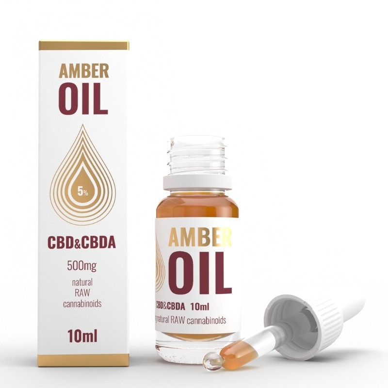 CBD konopný olej 5% 500mg CBD&amp;CBDA 10ml Amber Oil