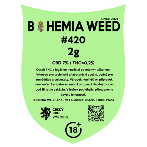 CBD konopný kvet weed #420 2g BOHEMIA WEED