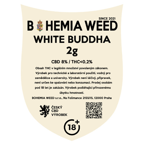 CBD konopný kvet weed WHITE BUDDHA 2g BOHEMIA WEED