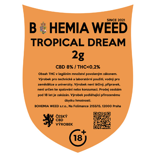 CBD konopný kvet weed TROPICAL DREAM 2g BOHEMIA WEED