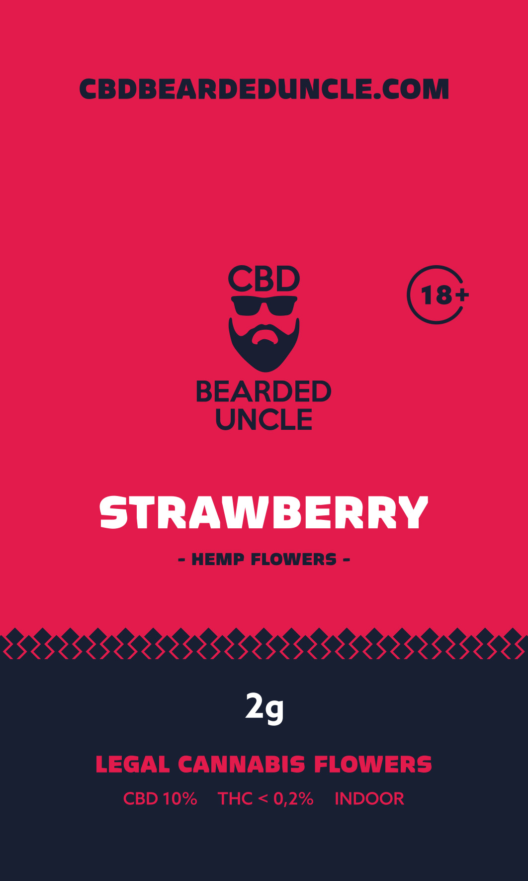 BEARDED UNCLE STRAWBERRY INDOOR CBD 10% a THC 0,2% 2g 