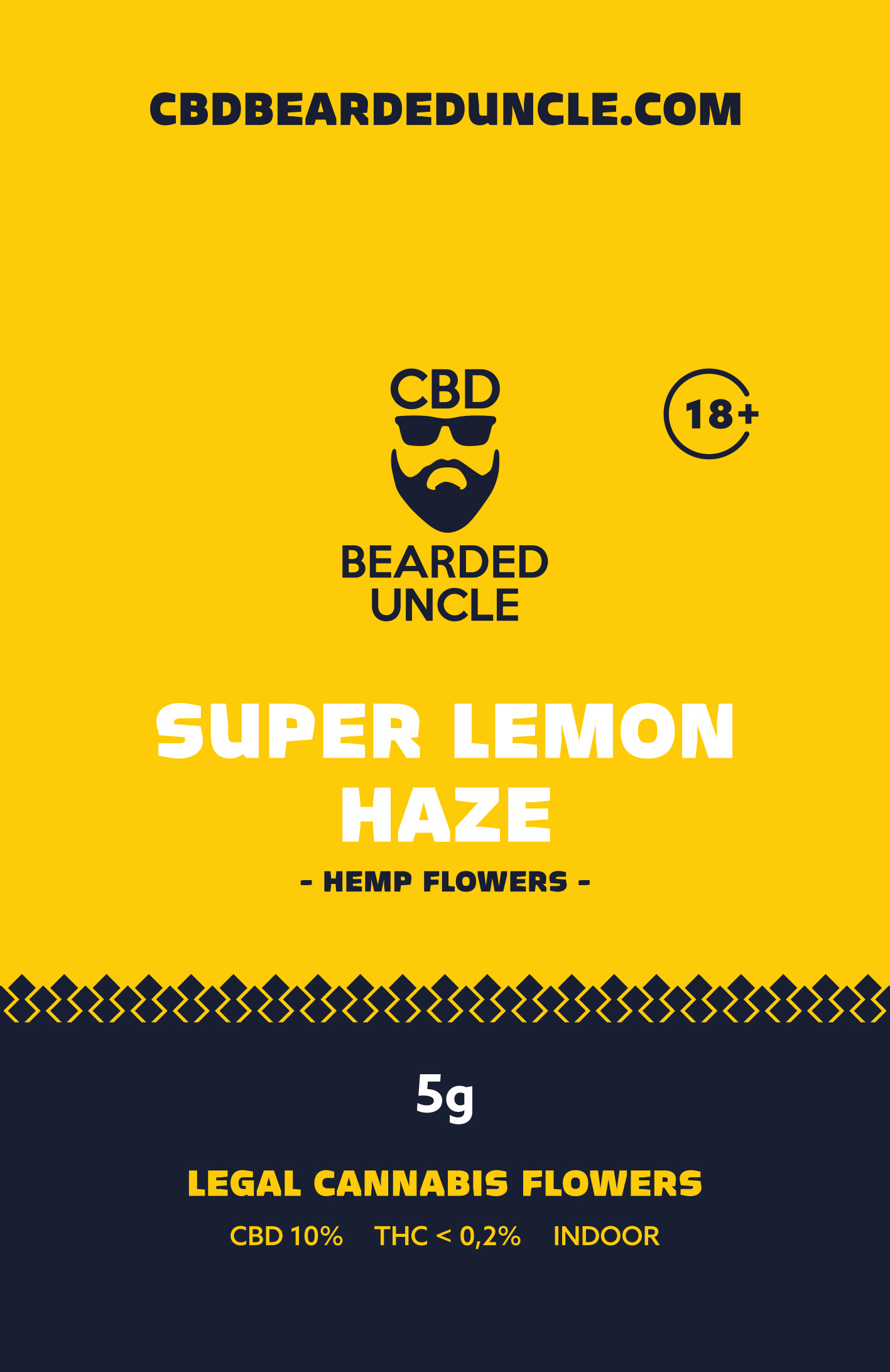 BEARDED UNCLE SUPER LEMON HAZE INDOOR CBD 10% a THC 0,2% 5g 