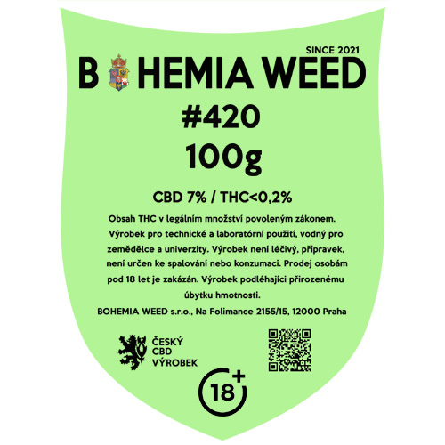 CBD konopný kvet weed #420 100g BOHEMIA WEED