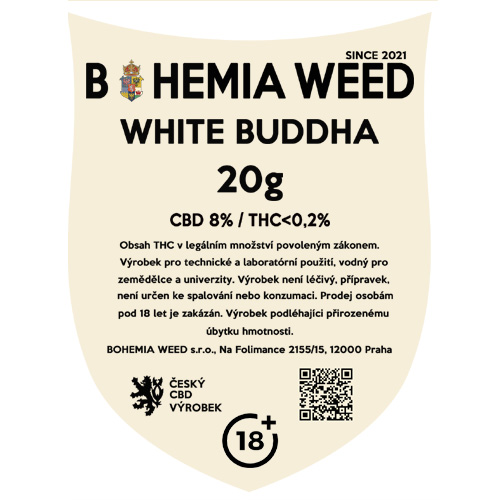 CBD konopný kvet weed WHITE BUDDHA 20g BOHEMIA WEED