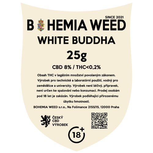 CBD konopný kvet weed WHITE BUDDHA 25g BOHEMIA WEED