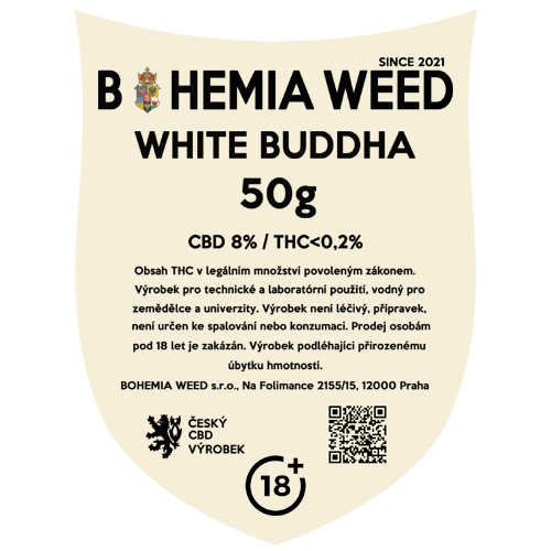CBD konopný kvet weed WHITE BUDDHA 50g BOHEMIA WEED