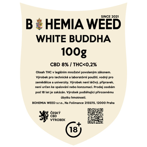 CBD konopný kvet weed WHITE BUDDHA 100g BOHEMIA WEED