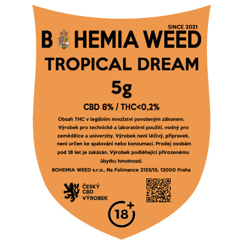 CBD konopný kvet weed TROPICAL DREAM 5g BOHEMIA WEED