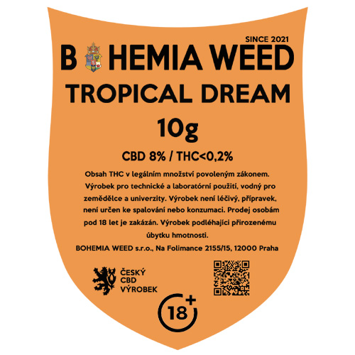 CBD konopný kvet weed TROPICAL DREAM 10g BOHEMIA WEED