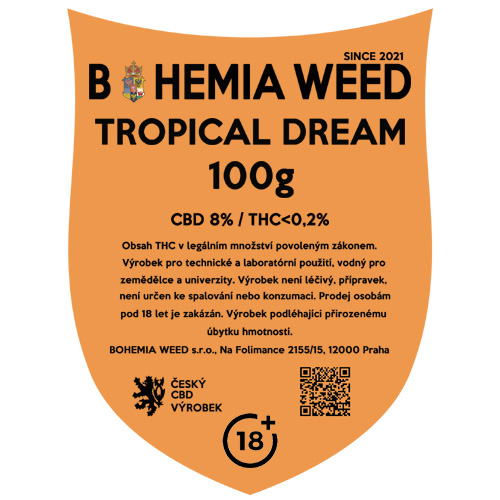 CBD konopný kvet weed TROPICAL DREAM 100g BOHEMIA WEED