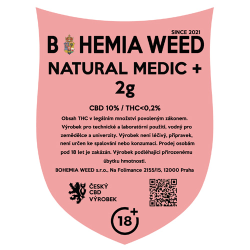 CBD konopný kvet weed NATURAL MEDIC+ 2g BOHEMIA WEED