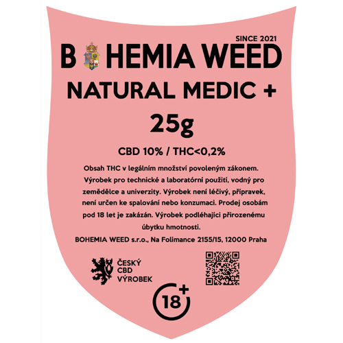 CBD konopný kvet weed NATURAL MEDIC+ 25g BOHEMIA WEED