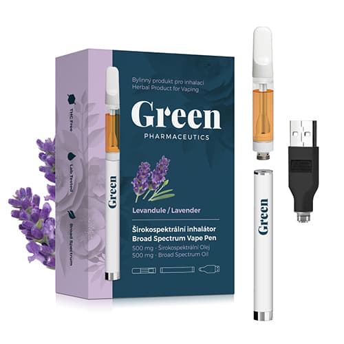 Green Pharmaceutics Širokospektrálna inhalačná sada Levanduľa 500 mg CBD