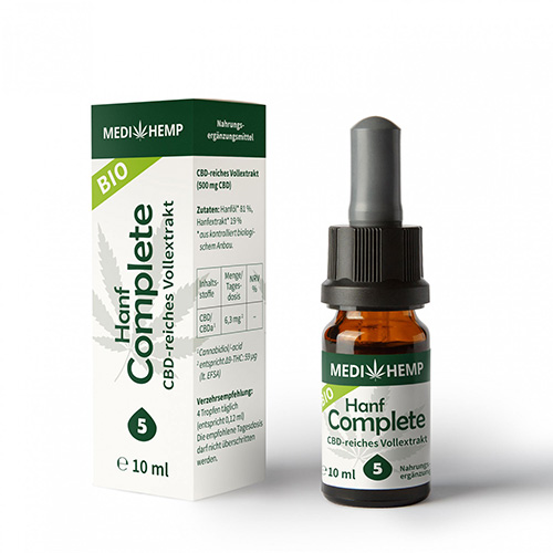 CBD olej 5% complete 500mg 10ml CO2 extrakcia MEDIHEMP