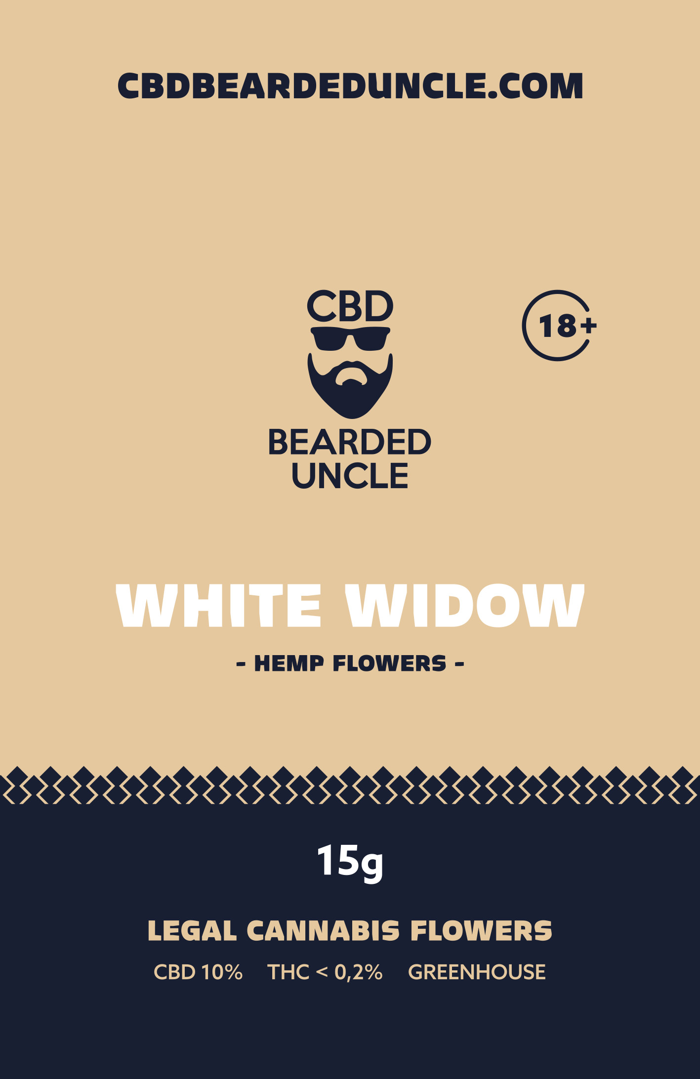 BEARDED UNCLE WHITE WIDOW GREENHOUSE CBD 10% a THC 0,2% 15g