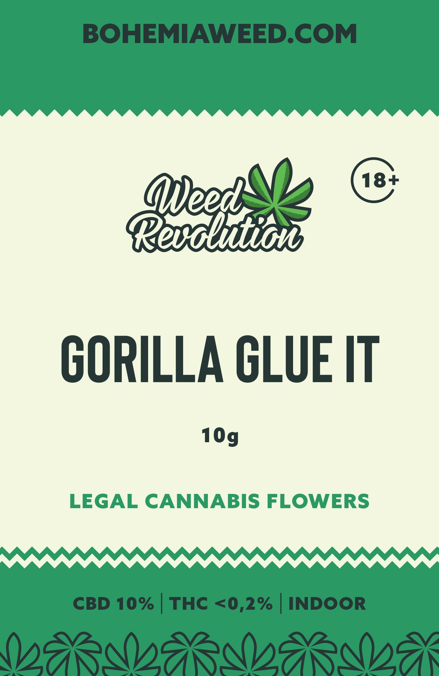 WEED REVOLUTION GORILLA GLUE IT INDOOR CBD 10% a THC 0,2% 10g 
