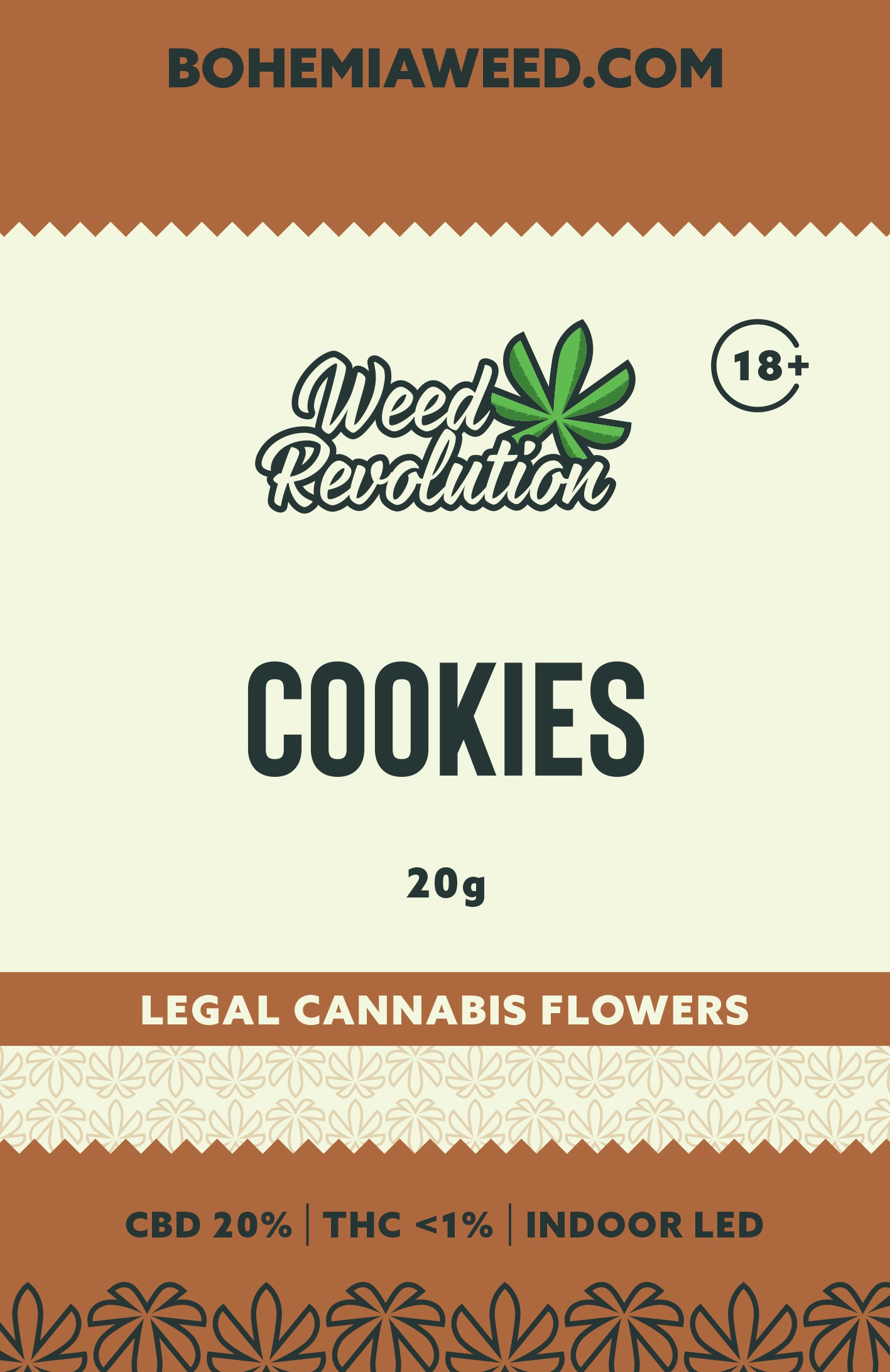 WEED WEED REVOLUTION COOKIES INDOOR LED CBD 10% a THC 0,2% 20g 