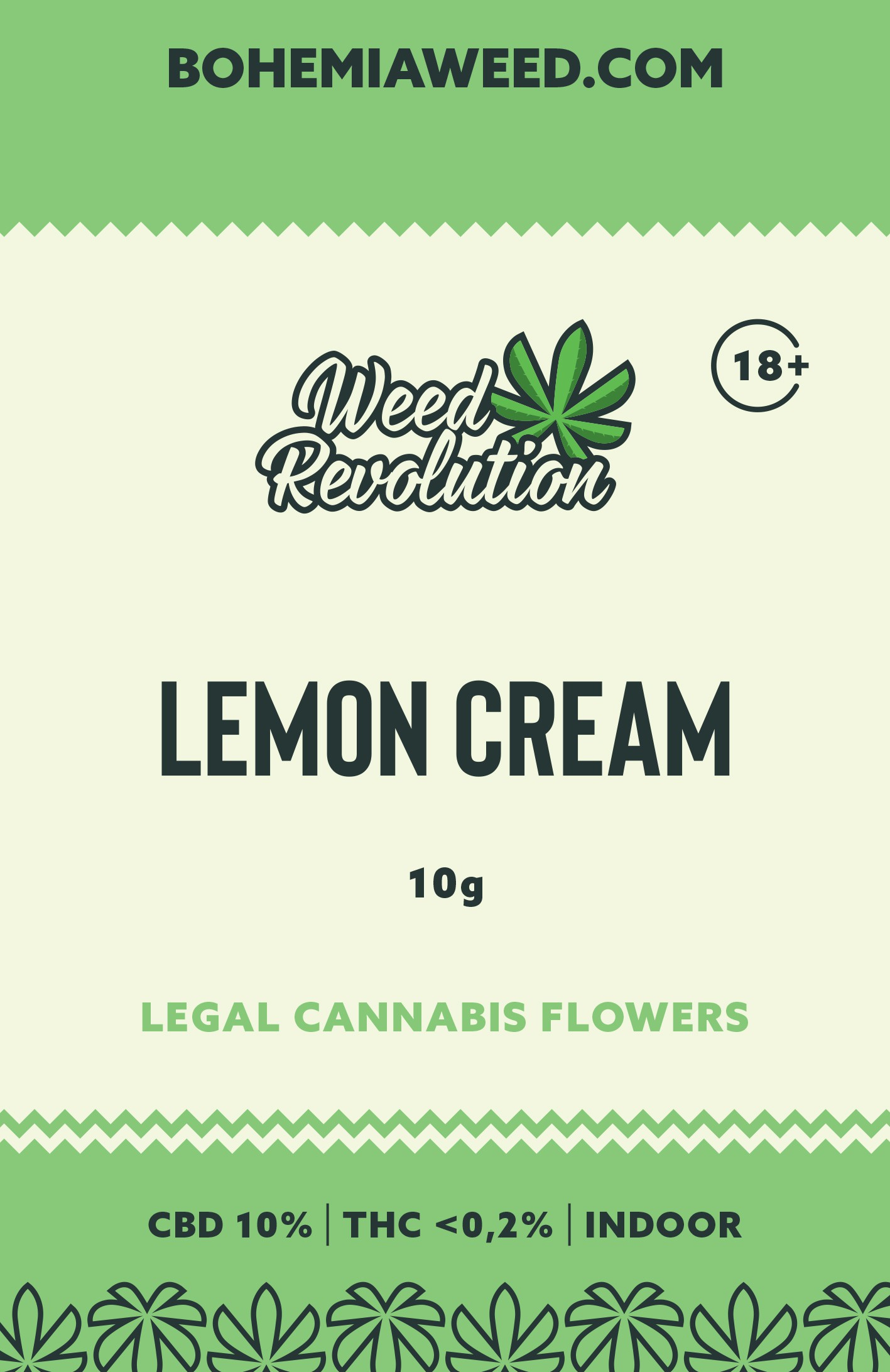 WEED REVOLUTION LEMON CREAM INDOOR CBD 10% a THC 0,2% 10g 