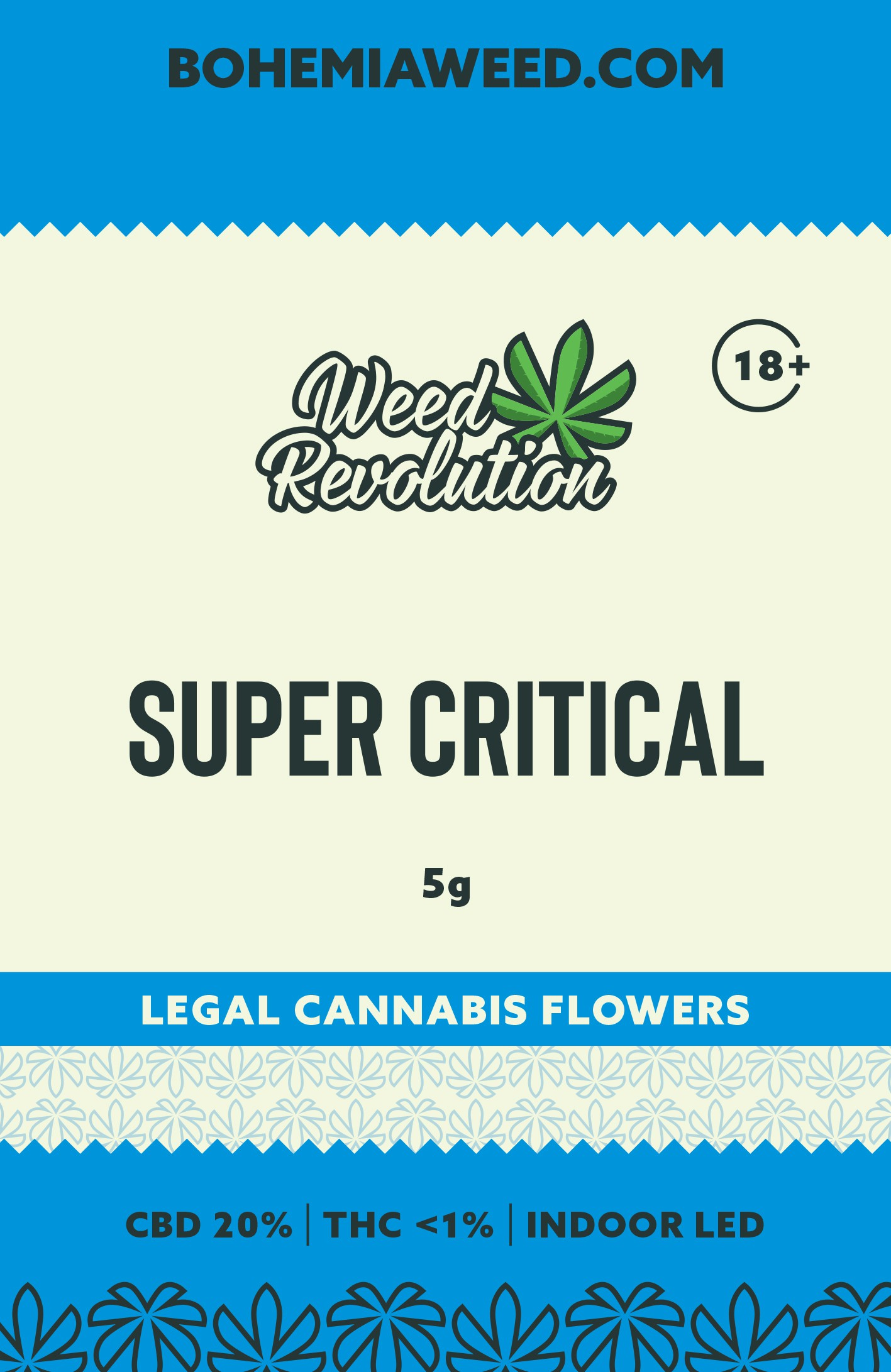 WEED REVOLUTION SUPER CRITICAL INDOOR LED CBD 10% a THC 0,2% 5g