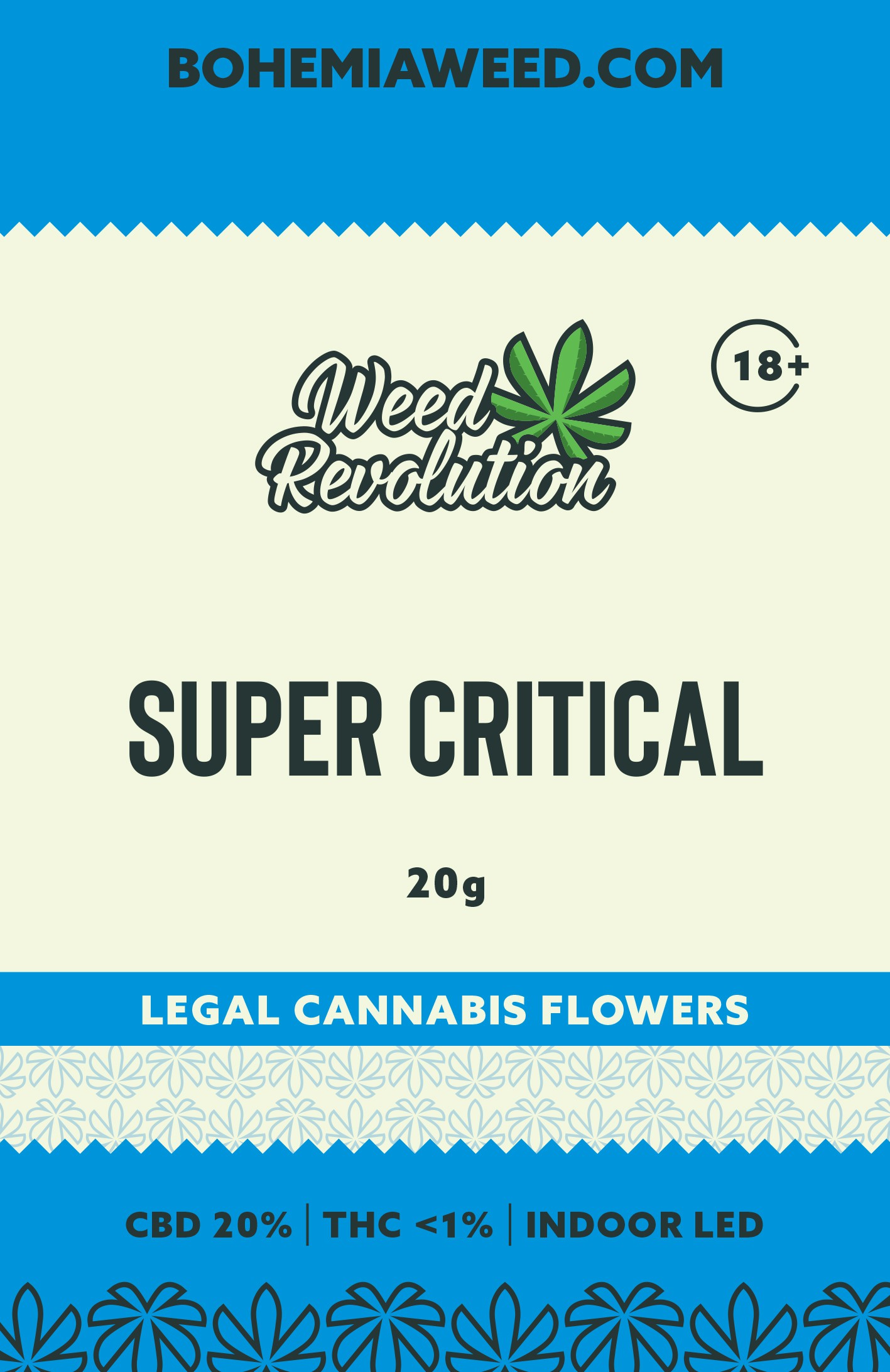 WEED REVOLUTION SUPER CRITICAL INDOOR LED CBD 10% a THC 0,2% 20g