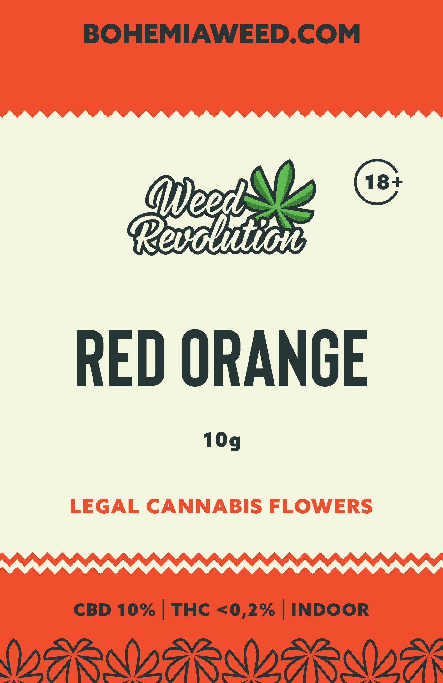 WEED REVOLUTION RED ORANGE INDOOR CBD 10% a THC 0,2% 10g