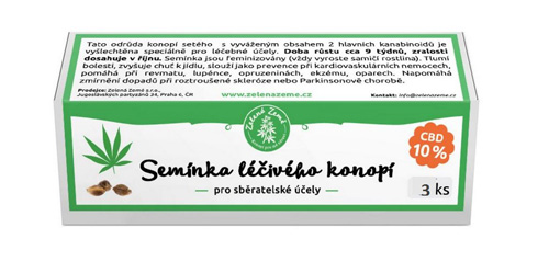 Semienka liečivého konope s CBD 7% - 3ks Zelená Země