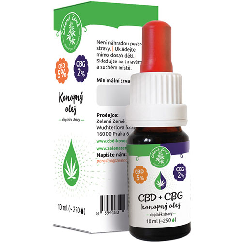 Konopný olej CBD 5% CBG 2% 10ml  Zelená Země