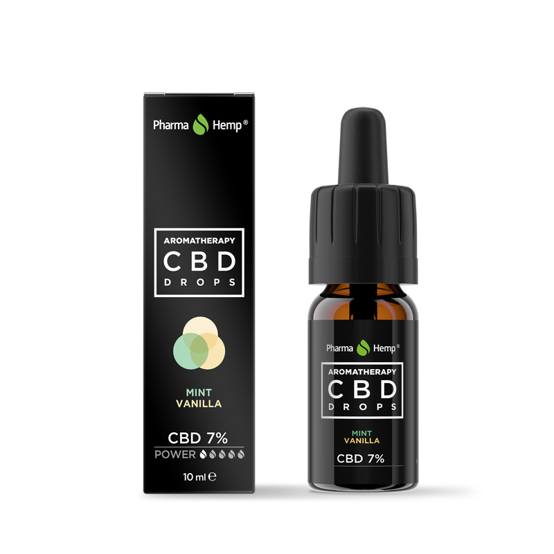 CBD drops aromaterapia 7% 700mg 10ml mäta a vanilka Pharma Hemp