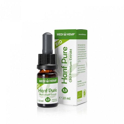 CBD olej BIO Organic Hemp Pure 2,5% 250mg 10ml MEDIHEMP