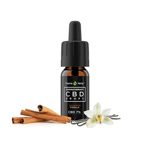 CBD drops aromaterapia 7% 700mg 10ml škorica a vanilka Pharma Hemp