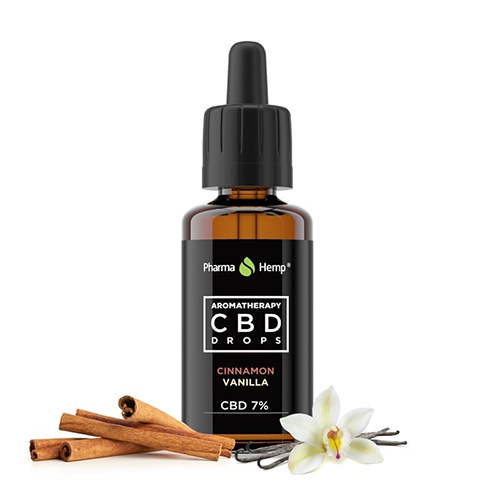 CBD drops aromaterapia 7% 2100mg 30ml škorica a vanilka Pharma Hemp