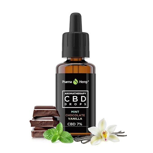 CBD drops aromaterapia 7% 2100mg 30ml mäta, čokoláda a vanilka Pharma Hemp