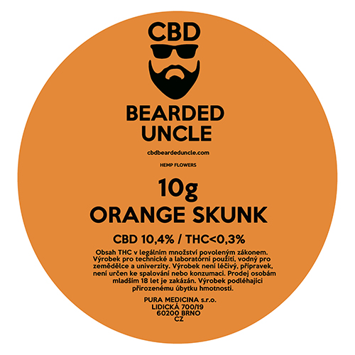 CBD konopný kvet weed ORANGE SKUNK 10g BEARDED UNCLE