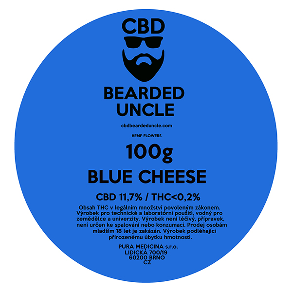 CBD konopný kvet weed BLUE CHEESE 100g BEARDED UNCLE