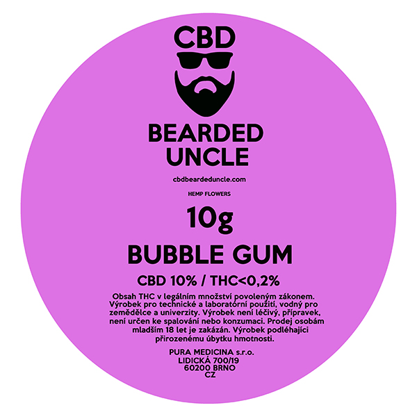 CBD konopný kvet weed BUBBLE GUM 10g BEARDED UNCLE