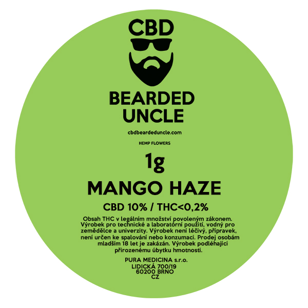 CBD konopný kvet weed MANGO HAZE 1g BEARDED UNCLE