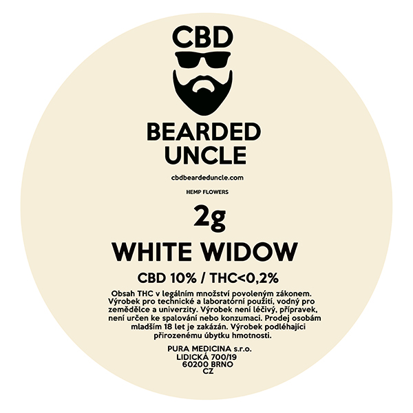 CBD konopný kvet weed WHITE WIDOW 2g BEARDED UNCLE